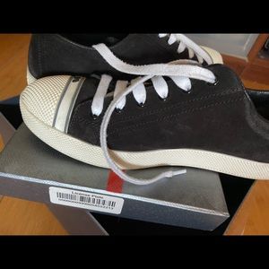 Prada Womens Black Suede Calzature Donna Sneakers Lace Up Size EU 39. US 9